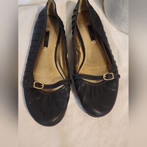 ECCO Black Leather GOYA Ballet Flats Classic Mary Jane Buckle Sz 39 EU / 8 US